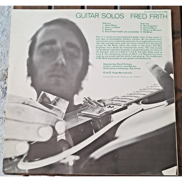 Fred Frith Guitar Solos 1974 UK LP Virgin Caroline C1508 - Picture 8 of 8